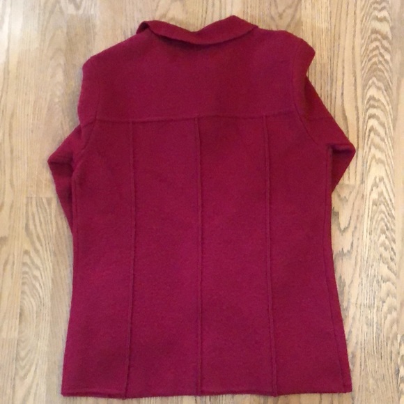 Chico’s Boiled Wool Cardigan Raspberry - Picture 6 of 8